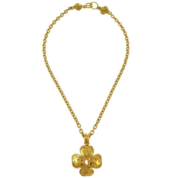 Chanel Clover Chain Pendant Necklace Gold 96A 165816 - Picture 1 of 4